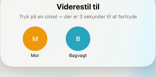 Arket "Viderestil til" med to cirkler: Mor og Bagvagt.