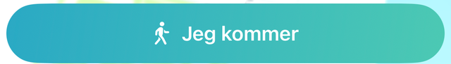 Den brede knap "Jeg kommer" i teal med en gående figur.